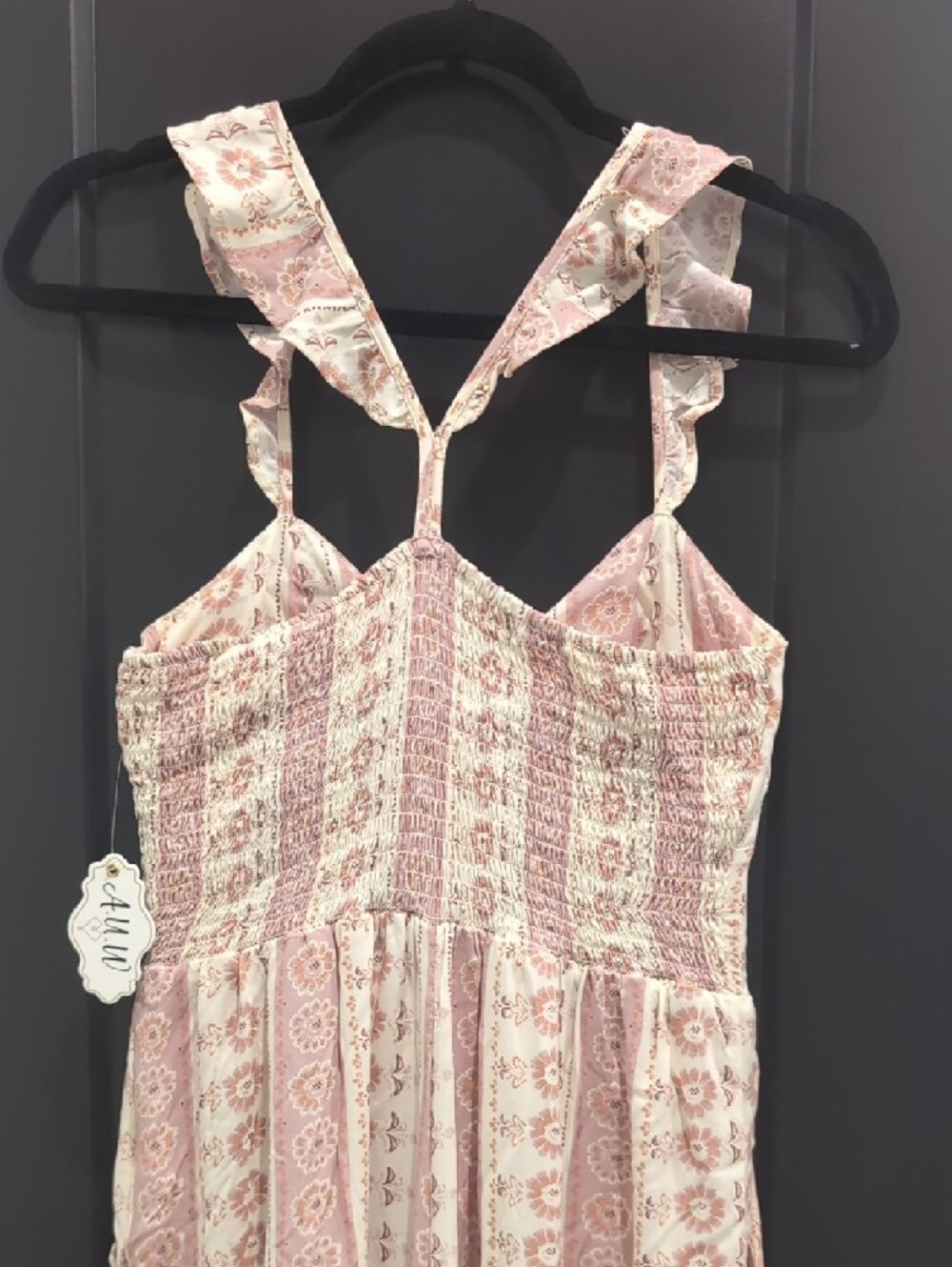 Women’s Pink & Cream Floral Stripe Jumpsuit - Picture 2 of 3